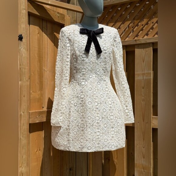 🆕 BRONX & BANCO 🧿 NWOT Courtney Long Sleeve White Lace Mini Dress, Sz XL US 10 - Picture 10 of 16